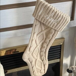 Cream Knit Holiday Stocking
